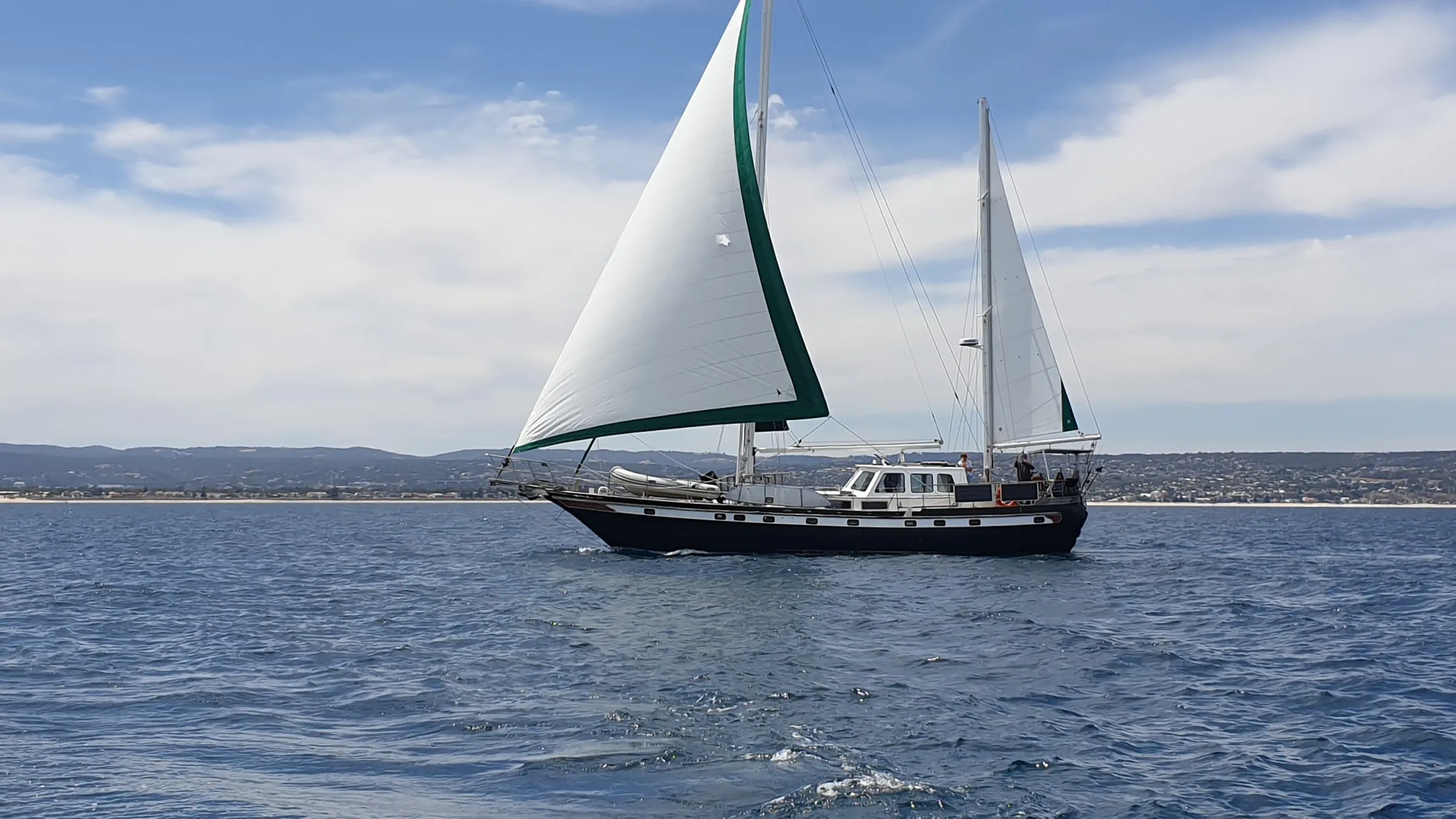 Sea Dragon under sail in 2023 before her repaint